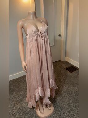 Women's Blush Pink Satin Sleep Slip Dress